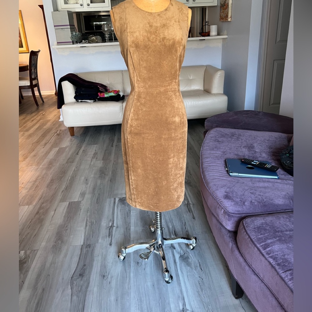 Calvin Klein Camel colored faux suede fully lined dress